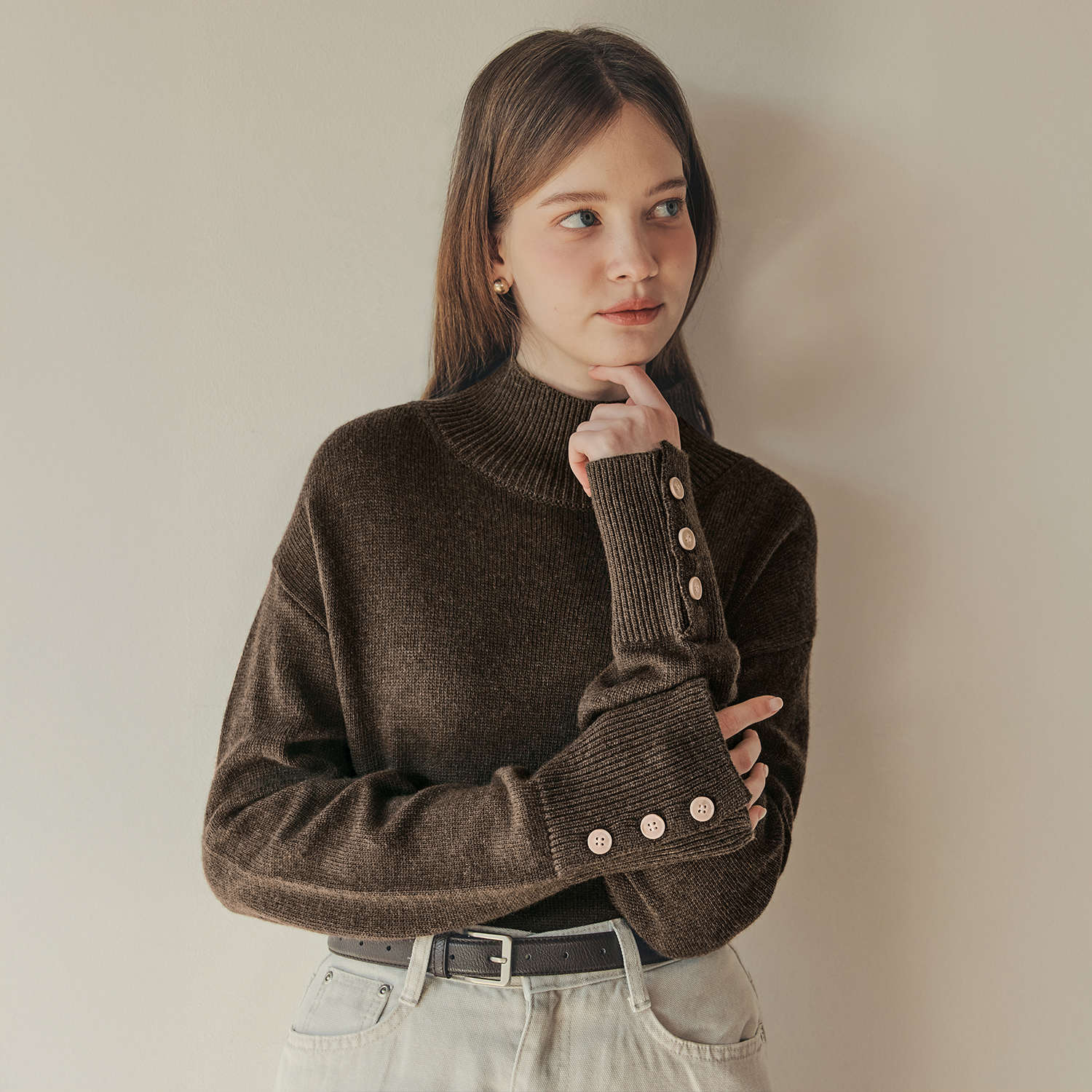 [N배송][제로스트릿][2컬러] 캐시미어 버튼 포인트 스웨터 CASHMERE BUTTON POINT SWEATER - 상세 이미지 2