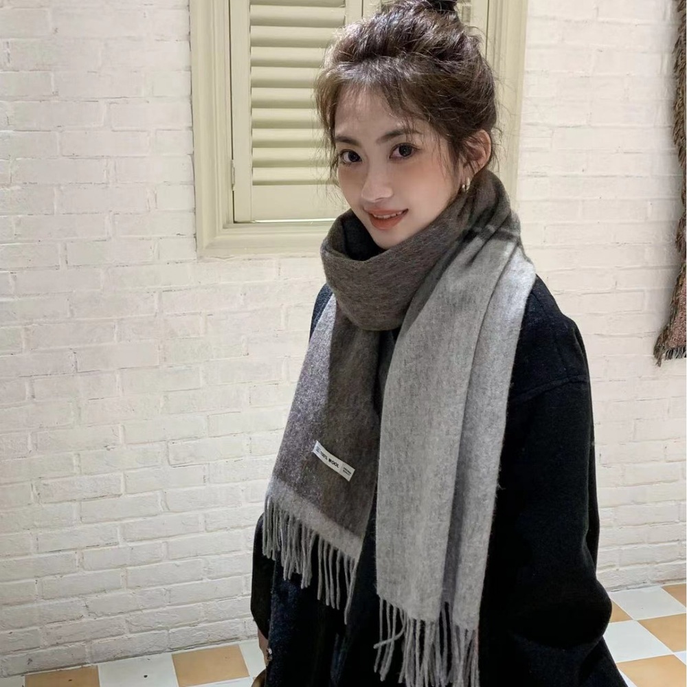 100% 프리미엄 울 스카프 남녀공용 겨울 보온 목도리 커플템 선물 - 상세 이미지 4