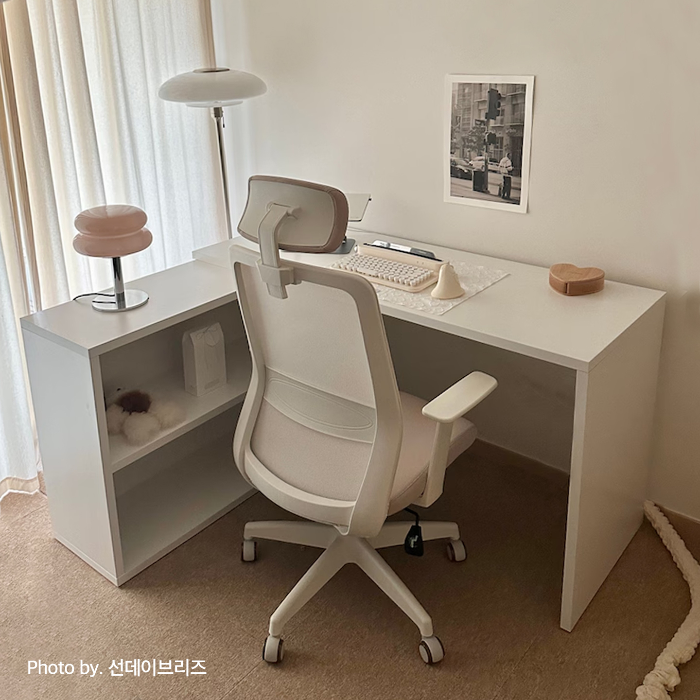 베스트리빙 아이비 ㄱ자 L형 코너형 책상 학생 컴퓨터 1400 와이드 데스크