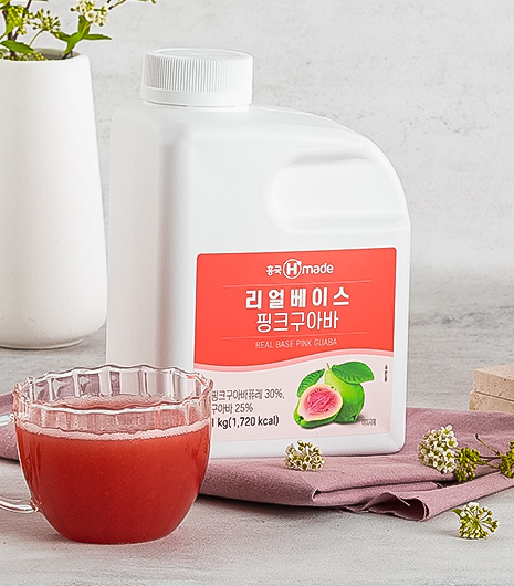 흥국 리얼 베이스 핑크 구아바 1kg 2개 퓨레 에이드 주스 - 상품 이미지