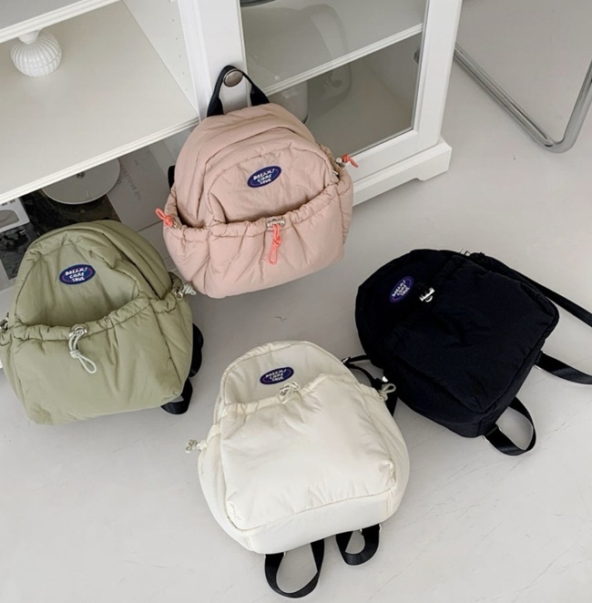 (국내생산)나일론 3온스 패딩 스트링 텀블러 여성 미니 백팩 데일리 배낭