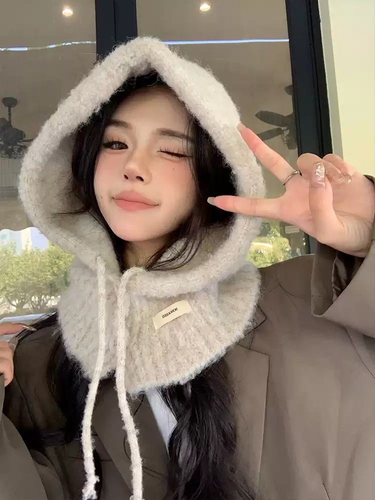 연예인 바라클라바 후드모자 니트스카프 넥워머 따뜻한 여성 가을 겨울 9컬러 - 상세 이미지 3