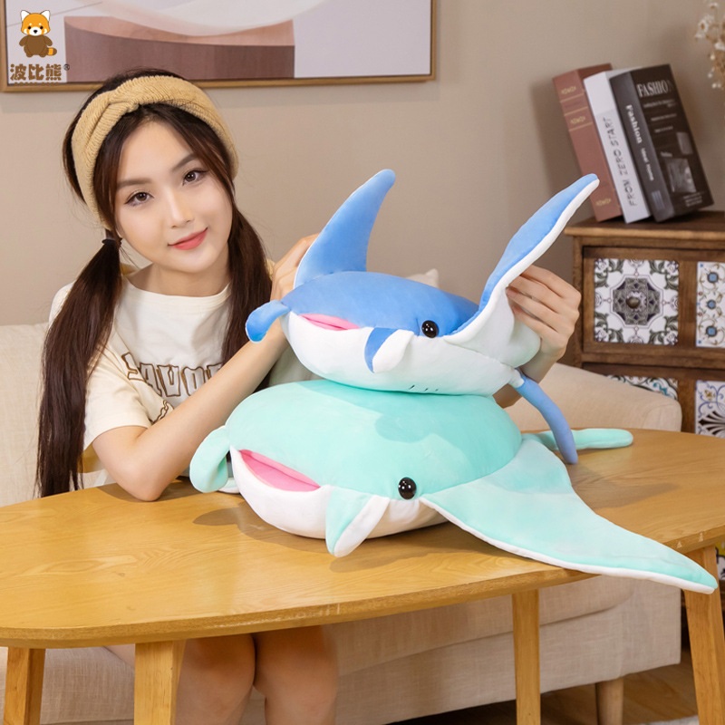 애착 인형 봉제 아기 물고기 선물 안고자는 물고기 미니 하늘색 소형 60x70cm - 상세 이미지 2