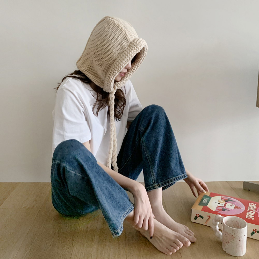 러블리 꽈배기 니트 바라클라바 여성 겨울 바라클라바 후드 넥워머 방한 발라클라바 목토시 - 상세 이미지 5