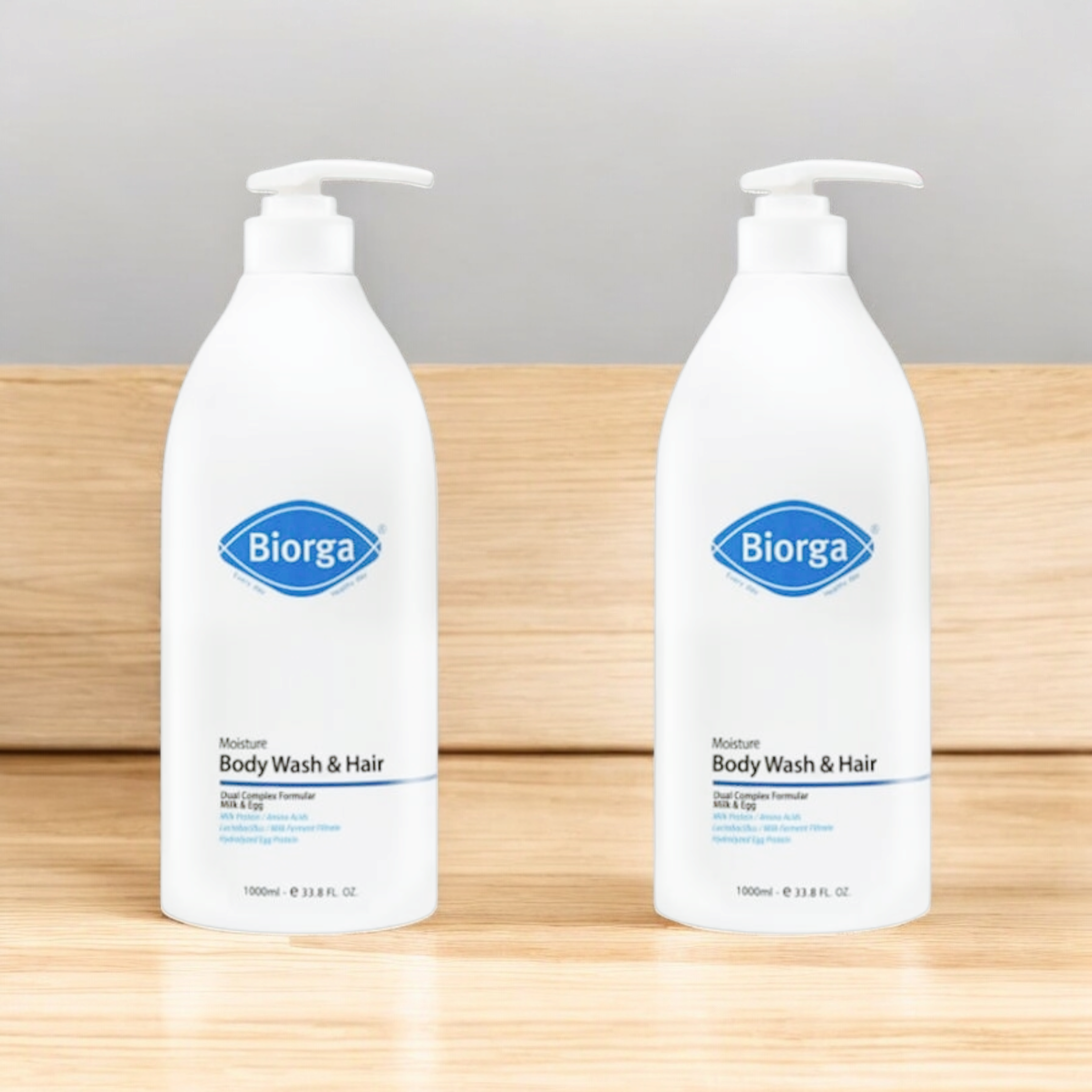 1+1 바이오가 모이스춰 바디워시 앤 헤어 1000ml+1000ml - 상품 이미지