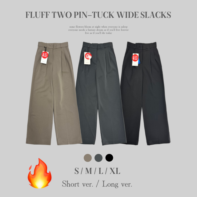 겨울 기모슬랙스 투핀턱 와이드 슬랙스 - 상세 이미지 3