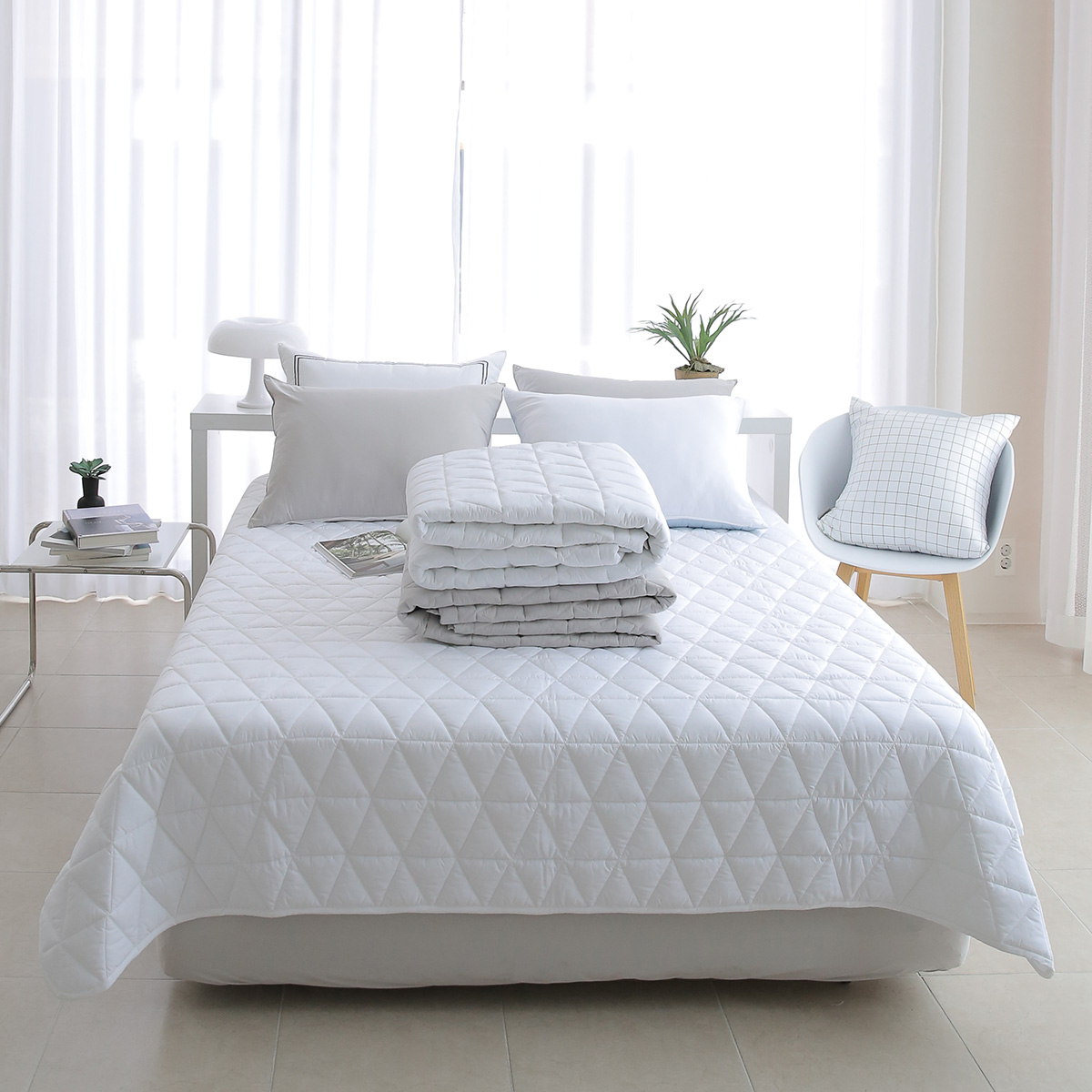 이불패드 패밀리 침대패드 겸 이불 모달 알러지케어 고정밴드 Q