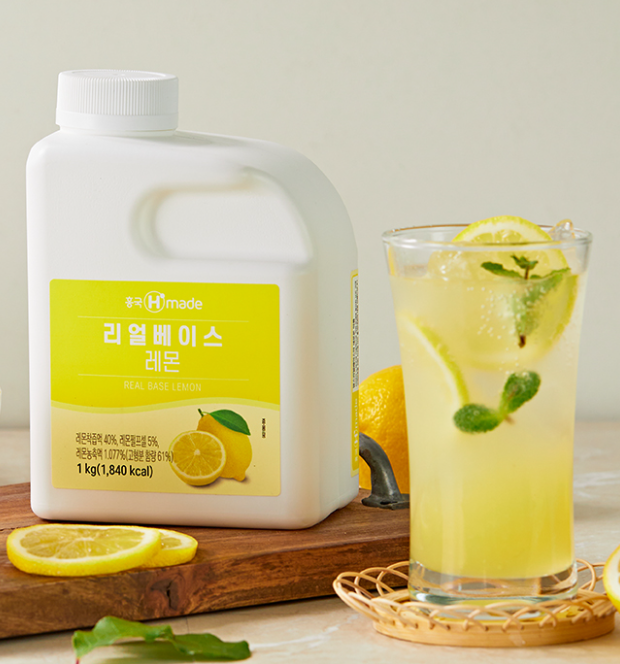 흥국 리얼 베이스 레몬 1kg 2개 에이드 스무디 카페