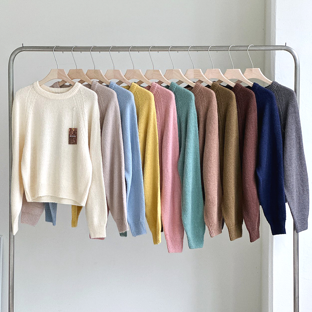 로라벨 시오 라운드 니트 울 캐시미어 루즈핏 가을 겨울 여성 스웨터 홈쇼핑 브이넥 오버핏