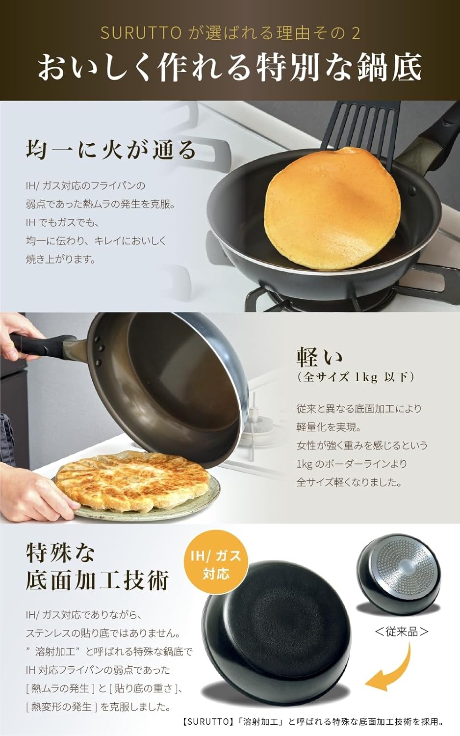 슬루와 오래 SURUTTO 프라이팬 26cm IH 가스 대응 - 상세 이미지 5