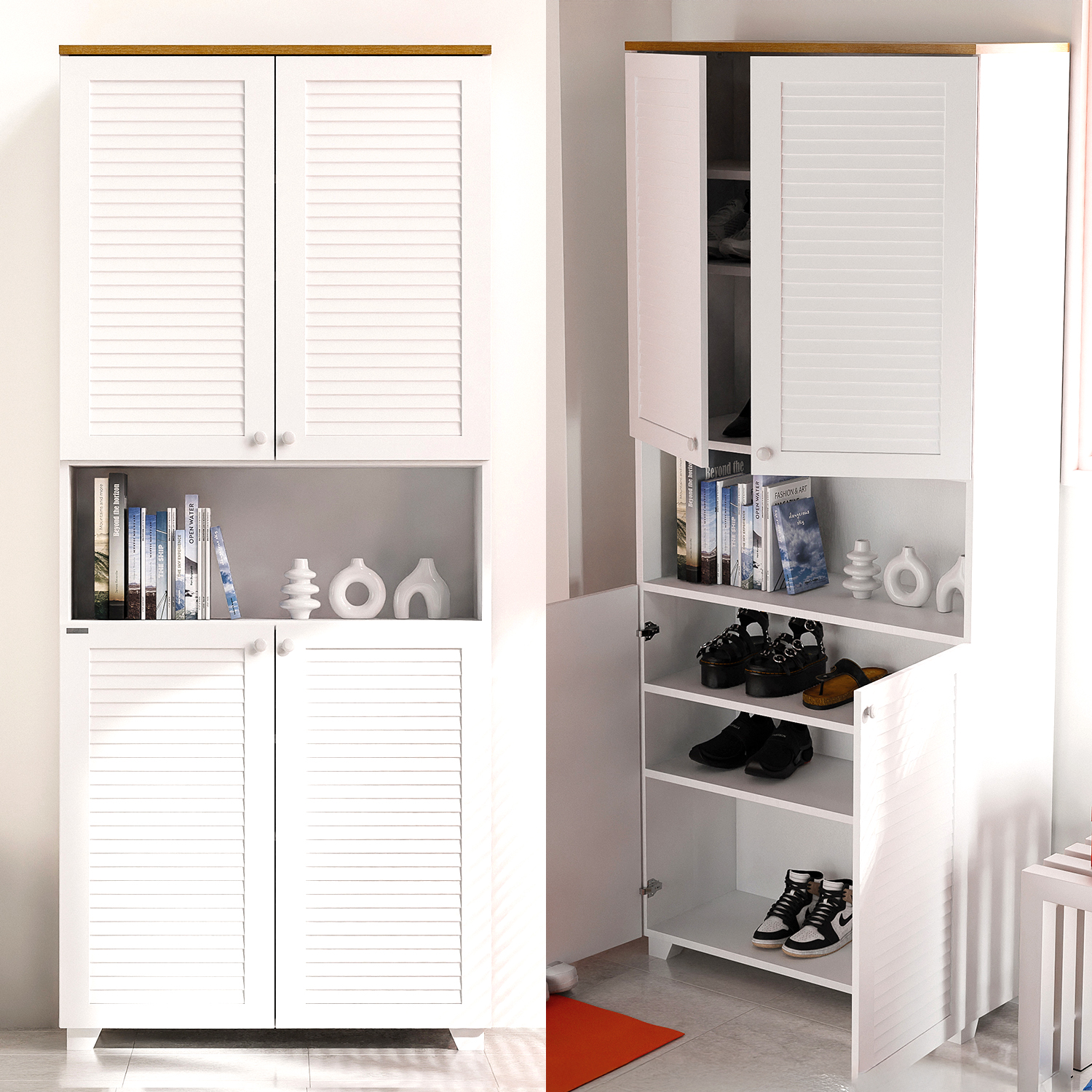 화이트 수납장 800 복도 수납장 4단 베란다장 미니 화장실 앞 수납장