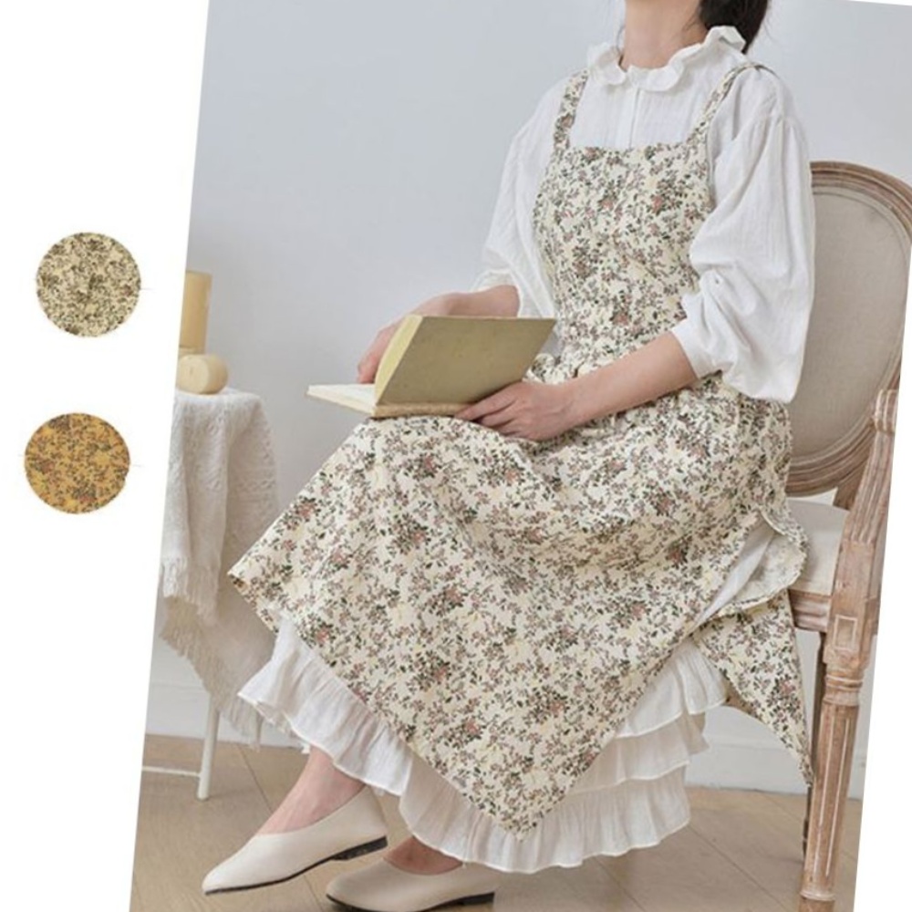 조절가능 원피스 주방 플라워 예쁜 앞치마 네일샵