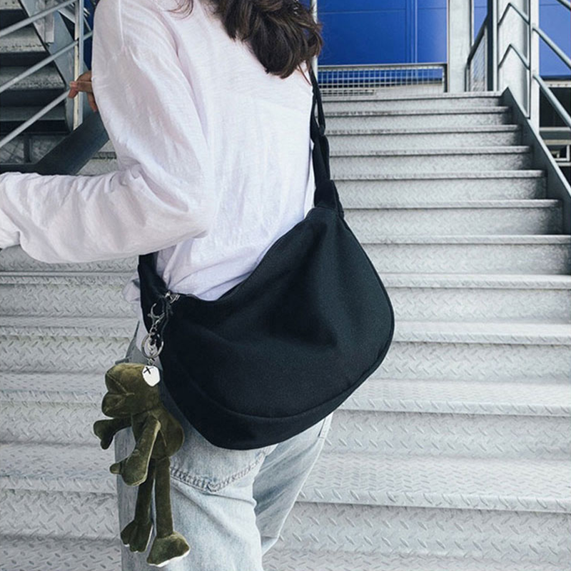 가벼운 캔버스크로스백 반달크로스백 여성 여자 남성 남자 여행용 토트 토드 어께매는가방 - 상세 이미지 5