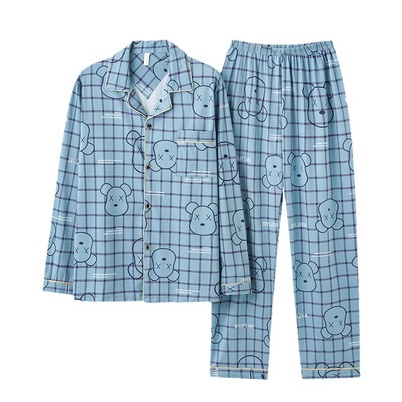 레이온 편안한 남성 사계절 잠옷 캐주얼 Homewear 상하의 세트 - 상세 이미지 4