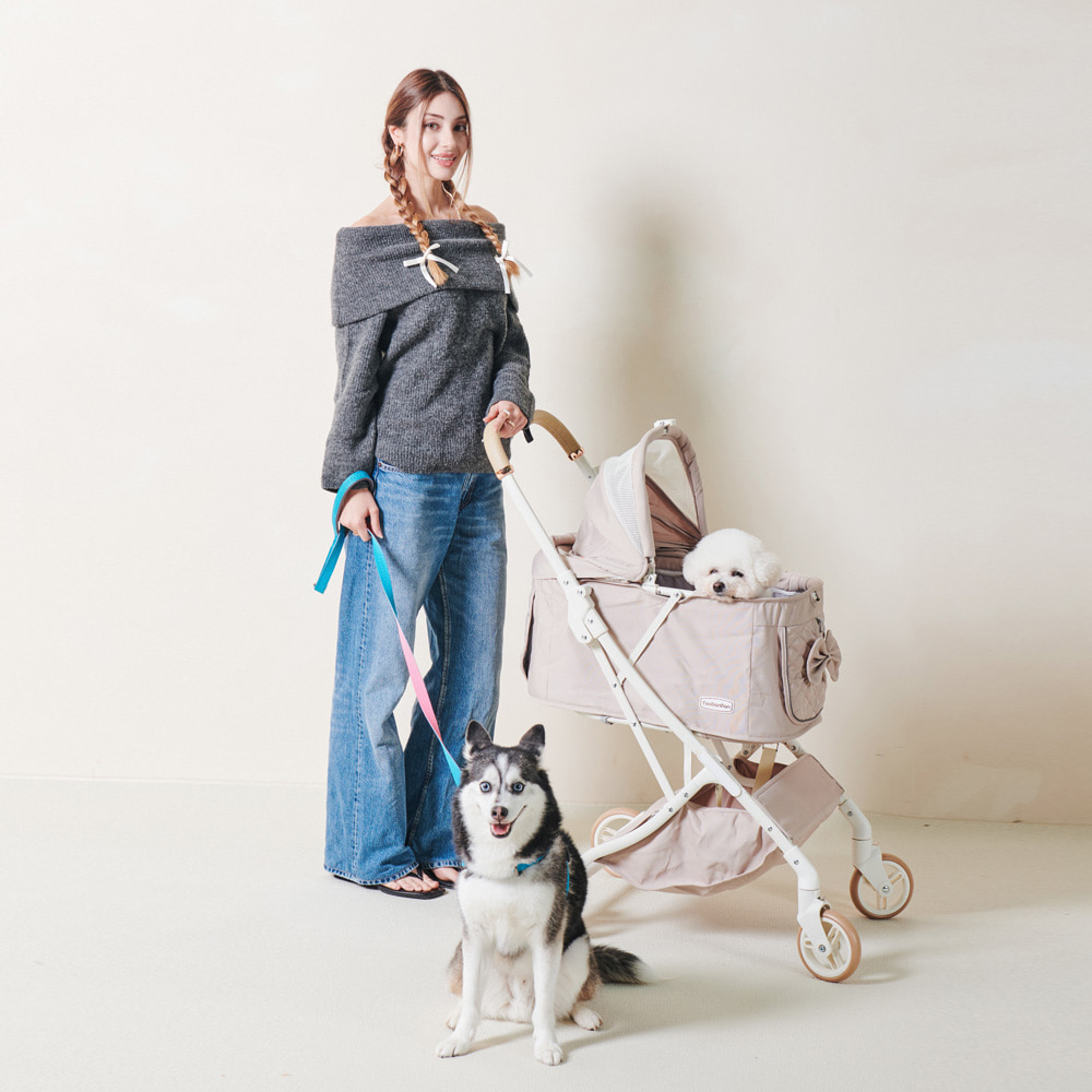 개과천선 프릴 반려동물 유모차 강아지 고양이 원터치 개모차 접이식