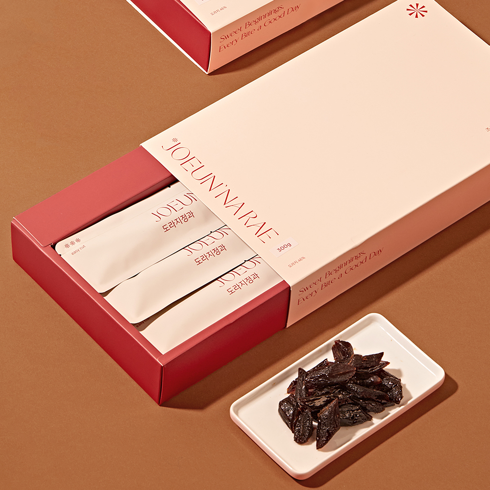 조은나래 도라지정과 500g 설 추석 부모님 상견례 선물 콩고물 기본 곁보자기 진한빨강 - 상세 이미지 3