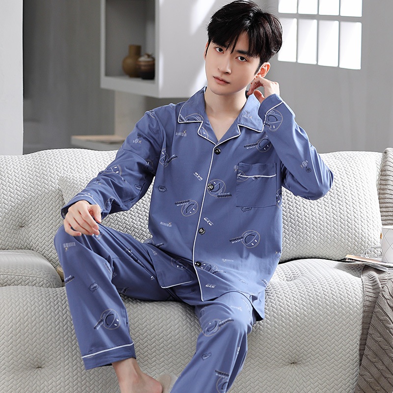 레이온 편안한 남성 사계절 잠옷 캐주얼 Homewear 상하의 세트 이미지 8