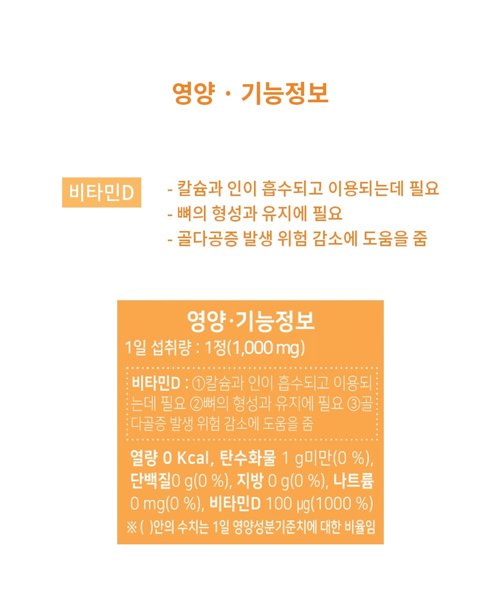 뼈건강 고함량 비타민D4000IU 90정 츄어블 햇빛 비타민D 건강식품 - 상세 이미지 4