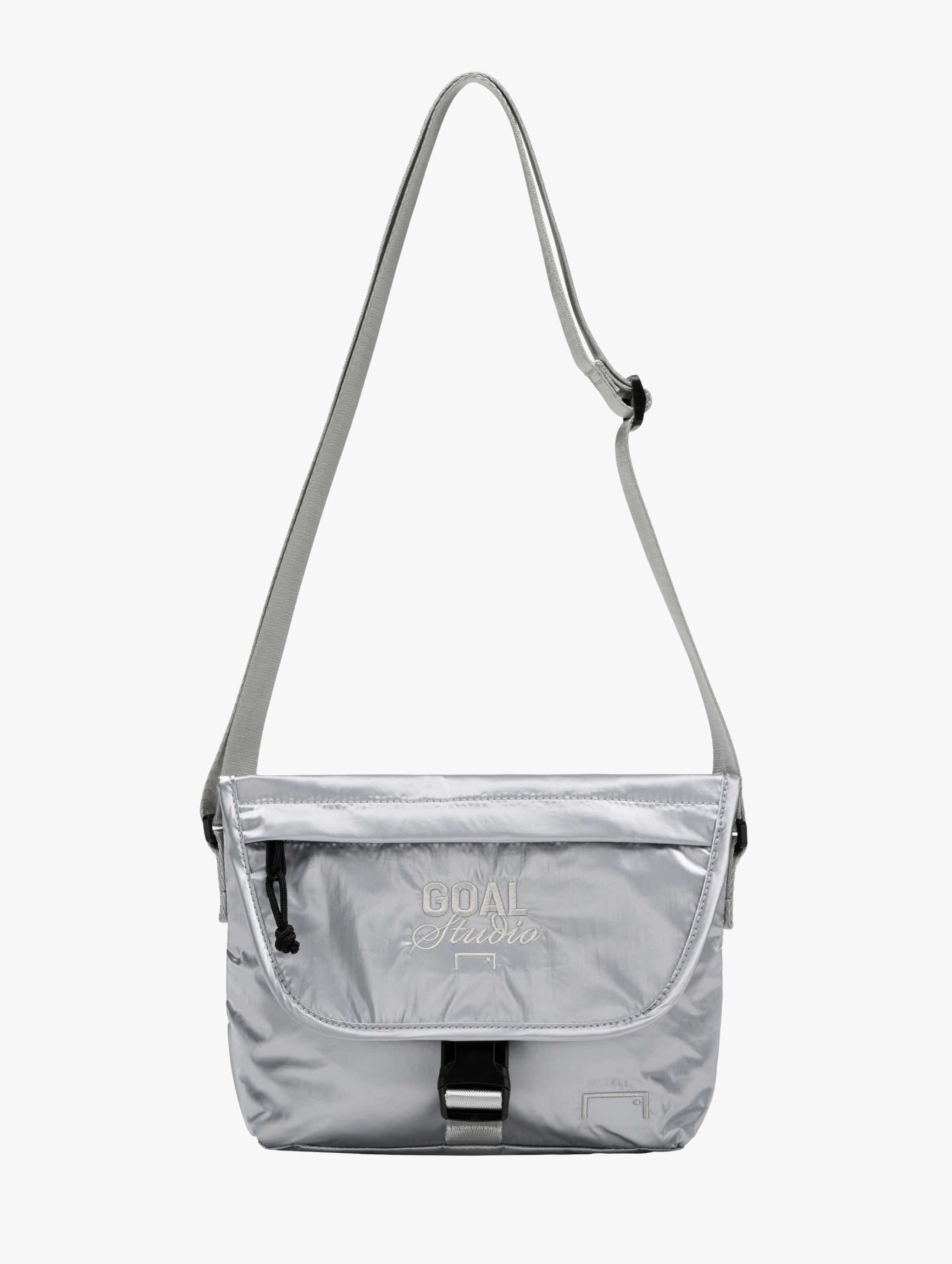 GLOSSY MINI CROSS BAG-SILVER - 상품 이미지