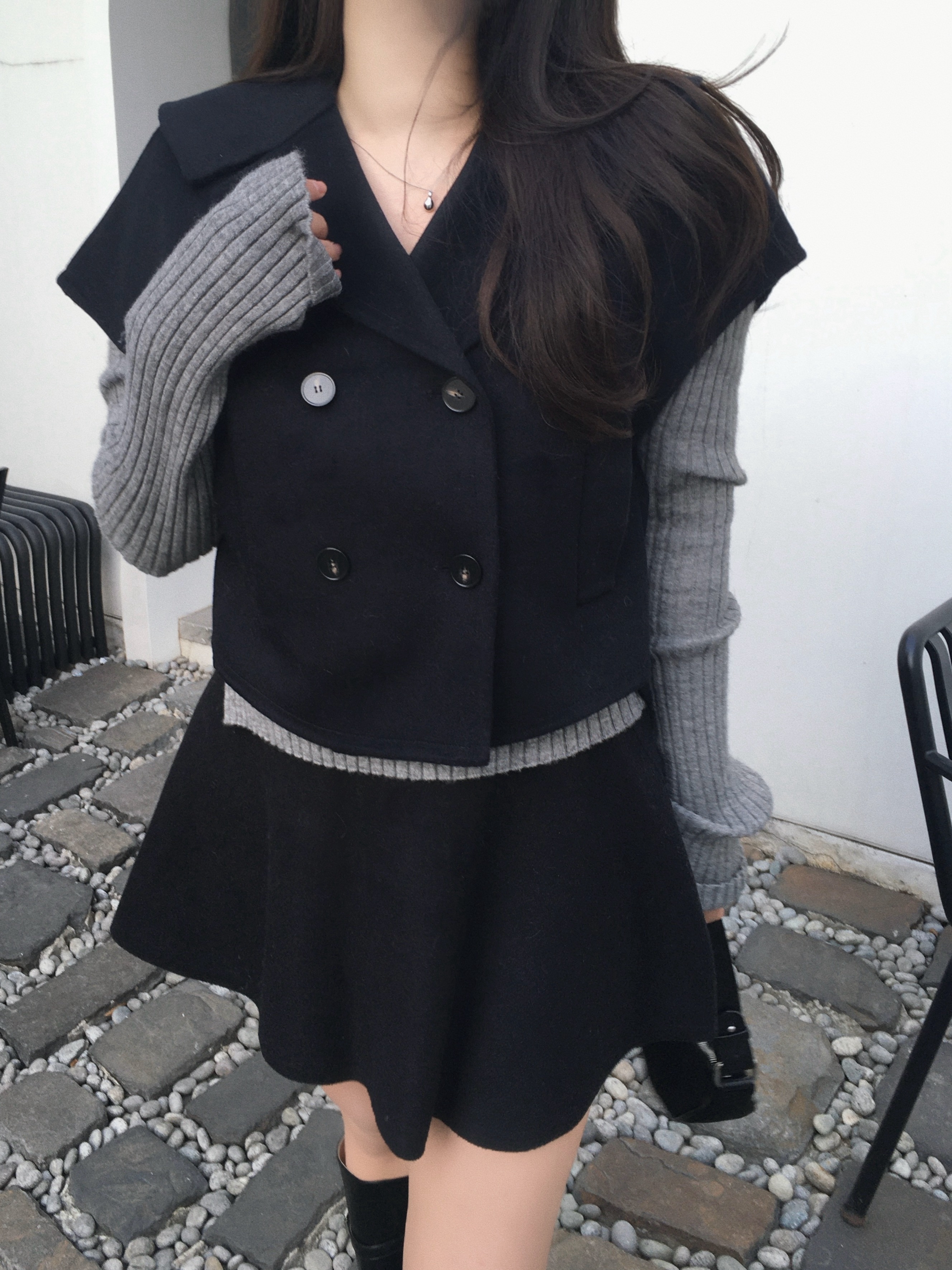 [울100%] 더블 핸드메이드 울 베스트 코트 (1color) / 조끼코트 / 더블코트 / 겨울코트 / 울코트 / 상세 이미지 4