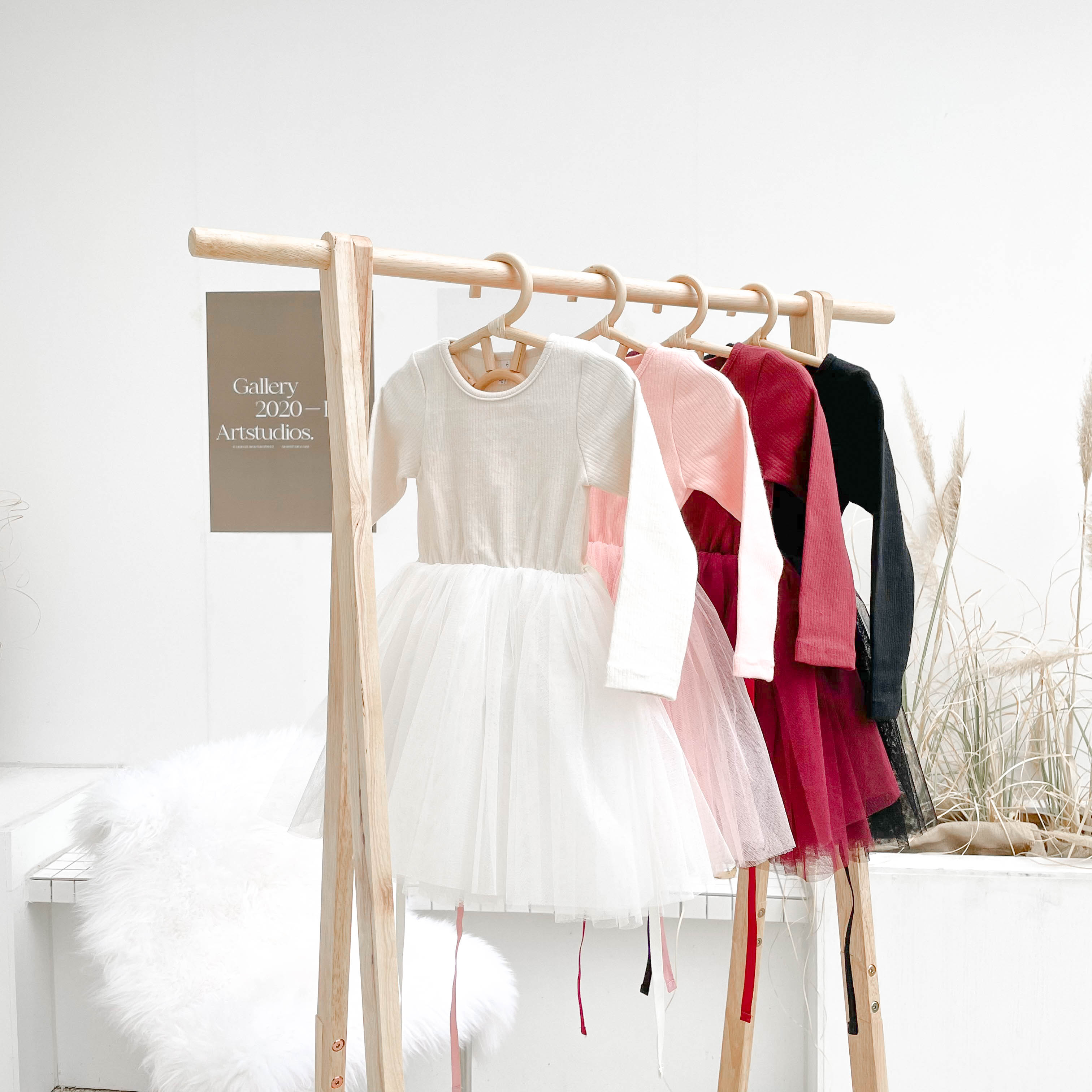 나나 골지 튜튜 샤 원피스 여아 아동 아이보리 와인 블랙 핑크 공주 발레 겨울