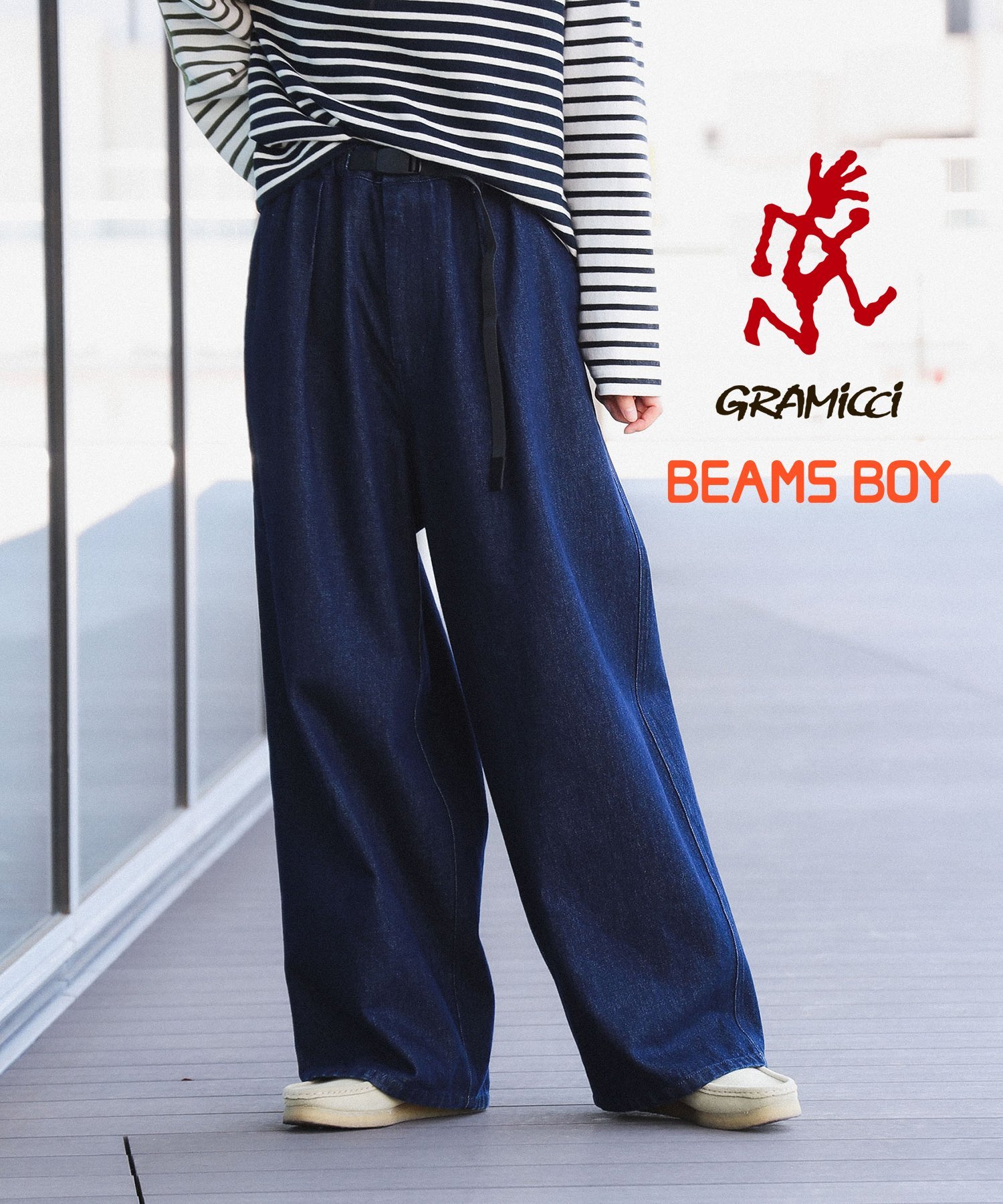 그라미치 Gramicci x 빔즈 BEAMS 별주 여성 와이드 데님 팬츠 2컬러 - 상품 이미지