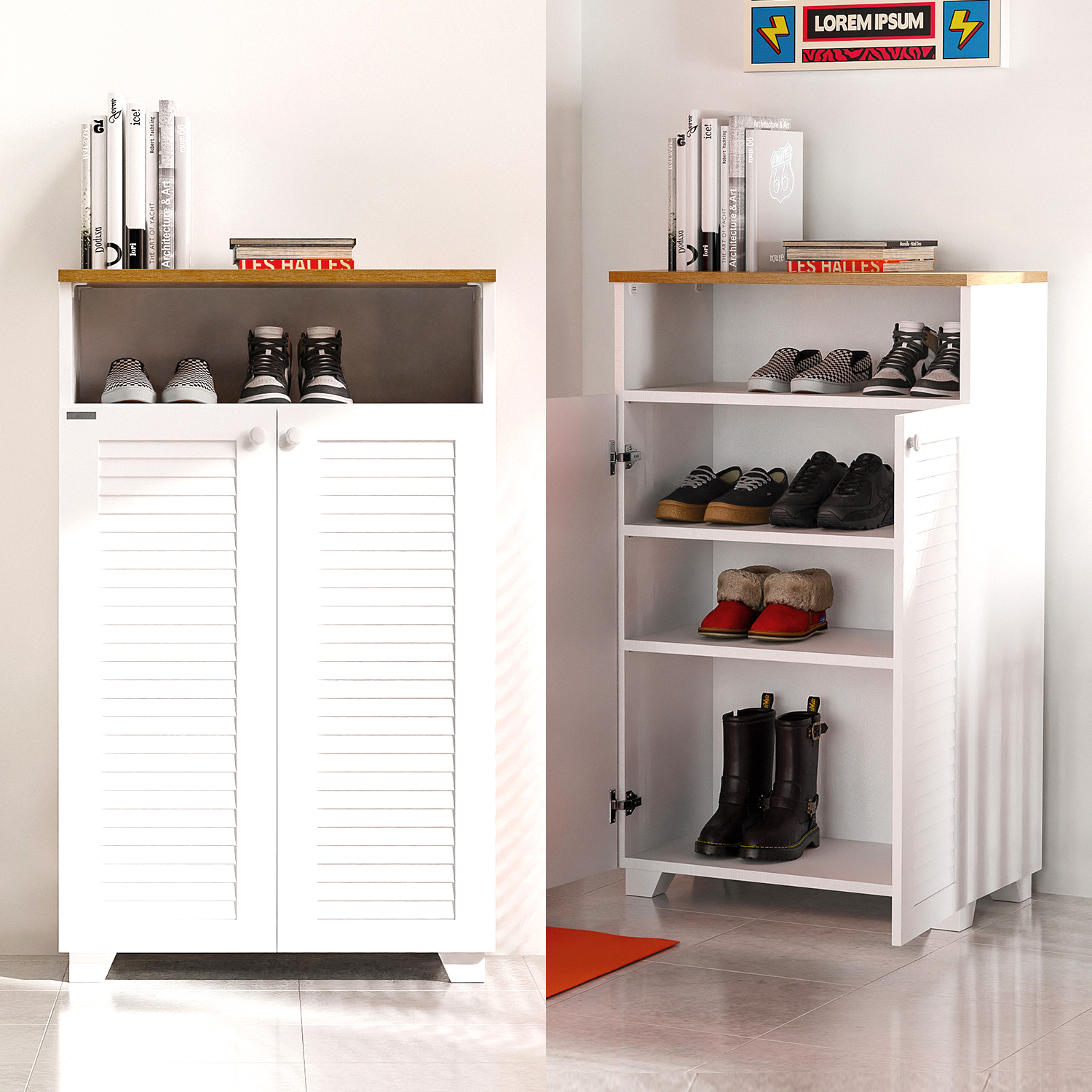 화이트 수납장 800 복도 수납장 4단 베란다장 미니 화장실 앞 수납장