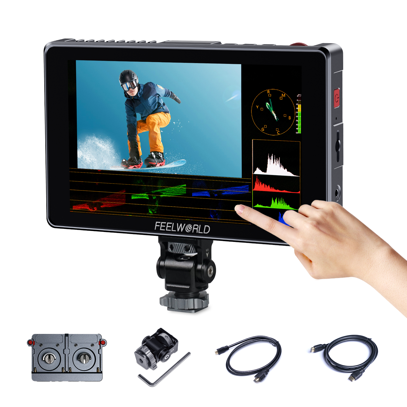 필월드 S7 7인치 카메라 필드 모니터 1600nit 12G SDI 터치스크린 - 상세 이미지 2