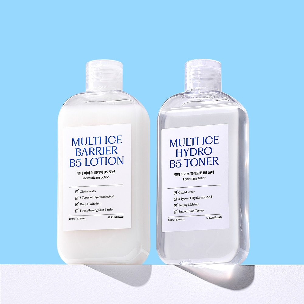 얼라이브랩 멀티 아이스 하이드로 B5 토너 200ml X 멀티 아이스 배리어 B5 로션  2종 세트 200ml 빙하수 속수분 충전 세트 - 상세 이미지 2