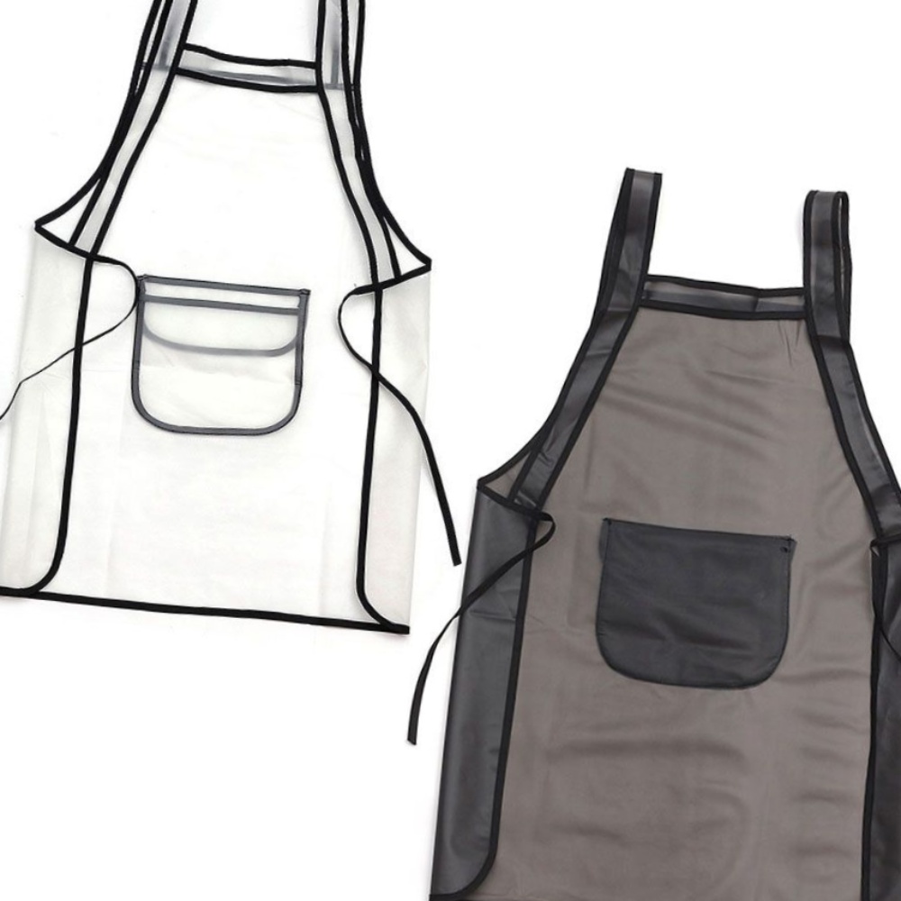 반투명 앞치마 카페 주방 공방 미용실 방수 블랙라인