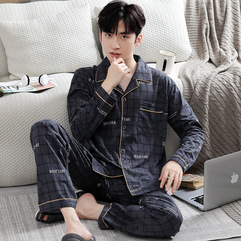 레이온 편안한 남성 사계절 잠옷 캐주얼 Homewear 상하의 세트 - 상세 이미지 3