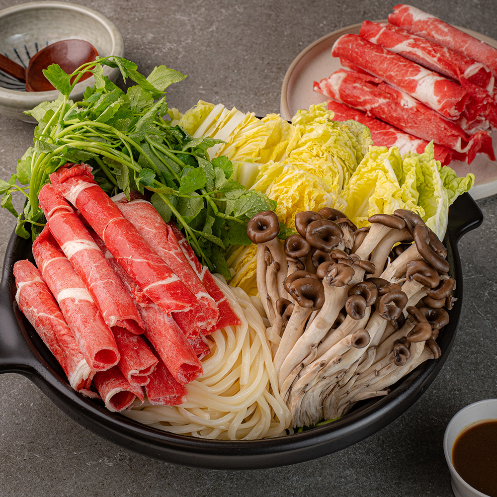 맛집 소고기 샤브샤브 3인분 고기 버섯 채소 칼국수 육수 소스 포함 집들이 술안주 캠핑 전골 찌개 밀키트 - 상세 이미지 5