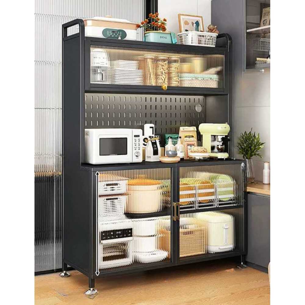 주방 홈카페 수납장 진열대 홈바 바리스타 팬트리장 검정색 5단 80CM 도어조절 : 서이서하컴퍼니