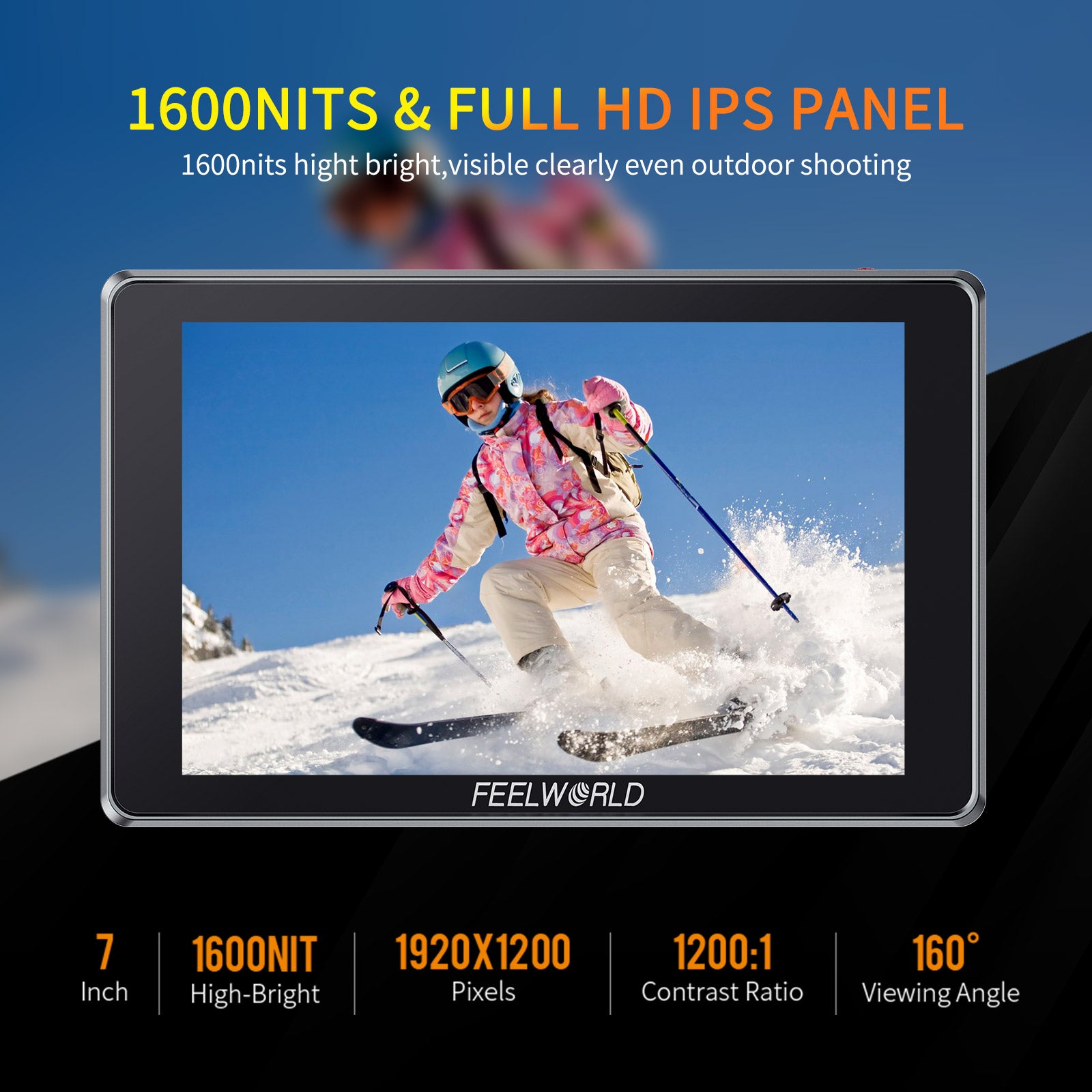 필월드 S7 7인치 카메라 필드 모니터 1600nit 12G SDI 터치스크린 - 상세 이미지 3