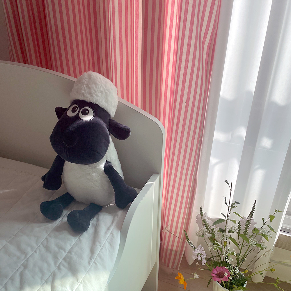 바이아미 멜란 스트라이프 커튼 꽃핑크 아이방 줄무늬 맞춤