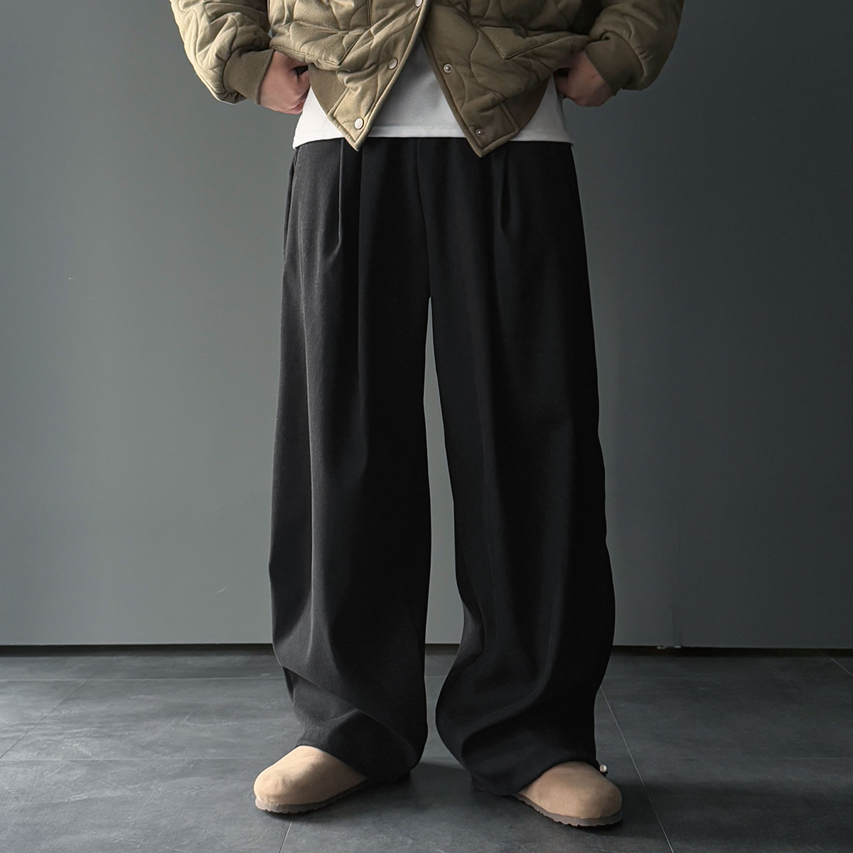 벌룬팬츠 남자와이드팬츠 통큰바지 기모바지 - 상품 이미지