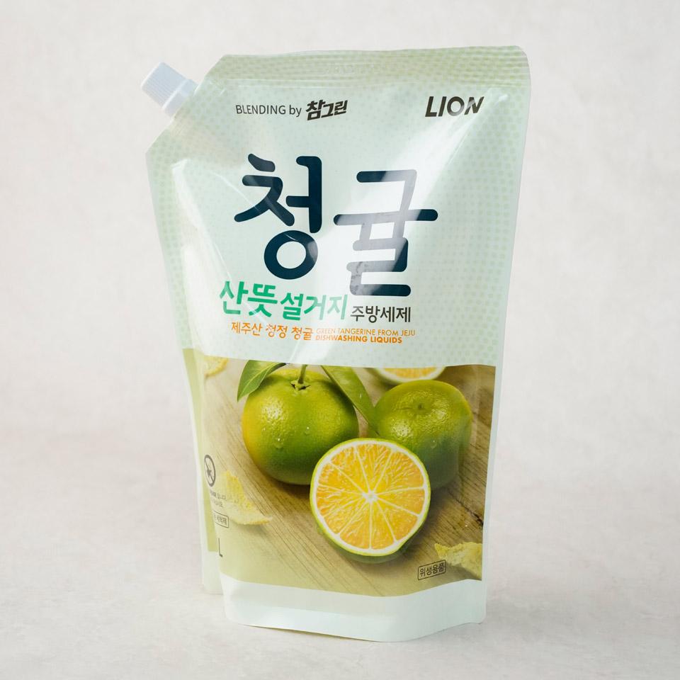 메가마트 라이온 참그린 청귤 산뜻 설거지 주방세제 리필 1.2L - 상세 이미지 2