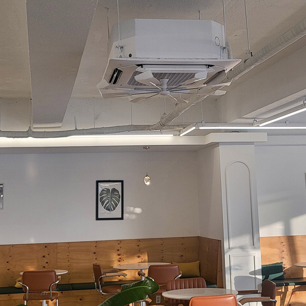 대한민국 제조 올트팬 화이트 천장형 에어컨 바람막이 시스템 에어컨 바람개비 날개 실링팬 가림막