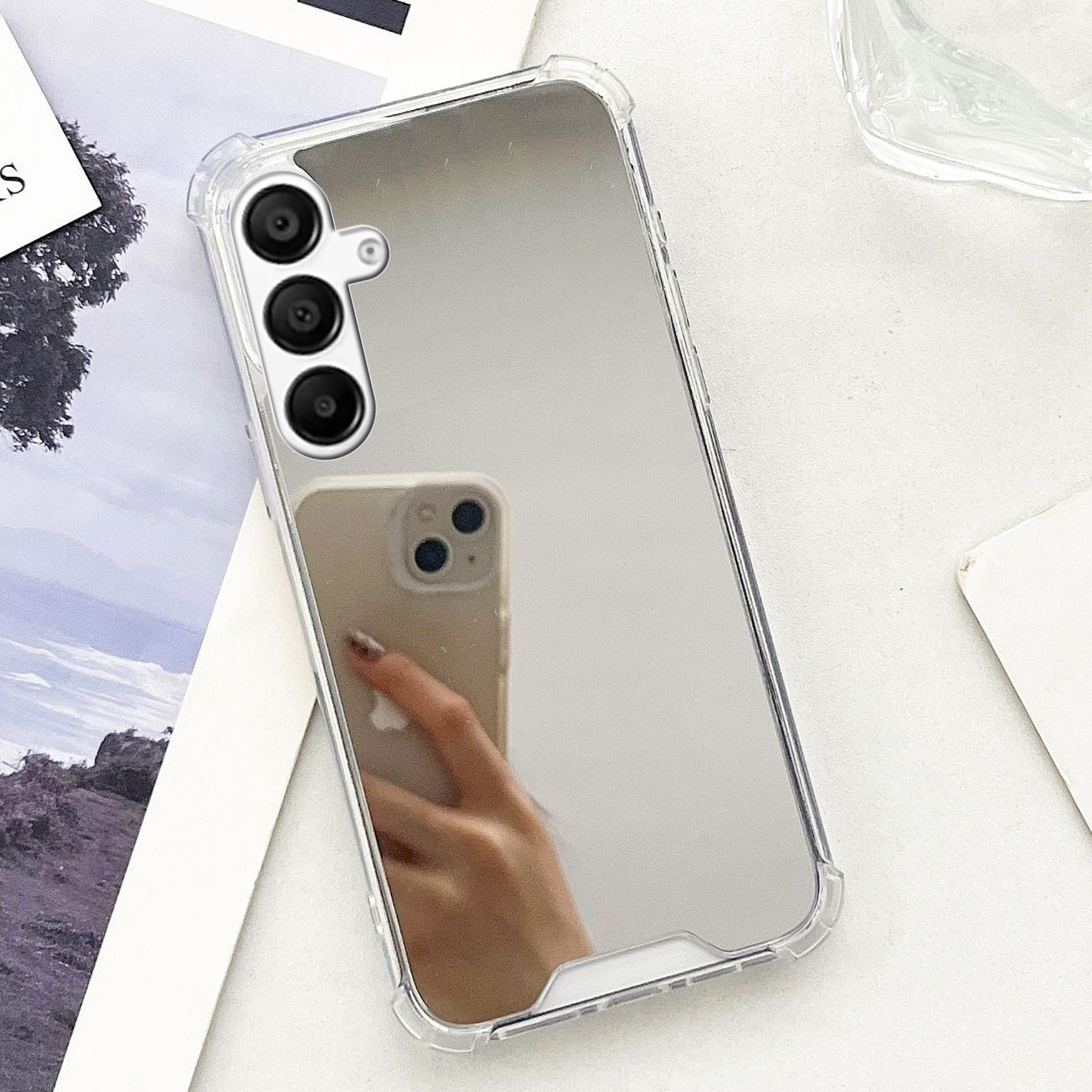 쿠션 미러 케이스 투명, 갤럭시S24 플러스