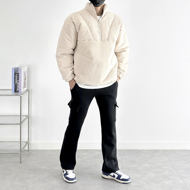 남자 몽고메리 오버핏 겨울 4온스 웰론 코듀로이 패딩 아노락 - 상세 이미지 5