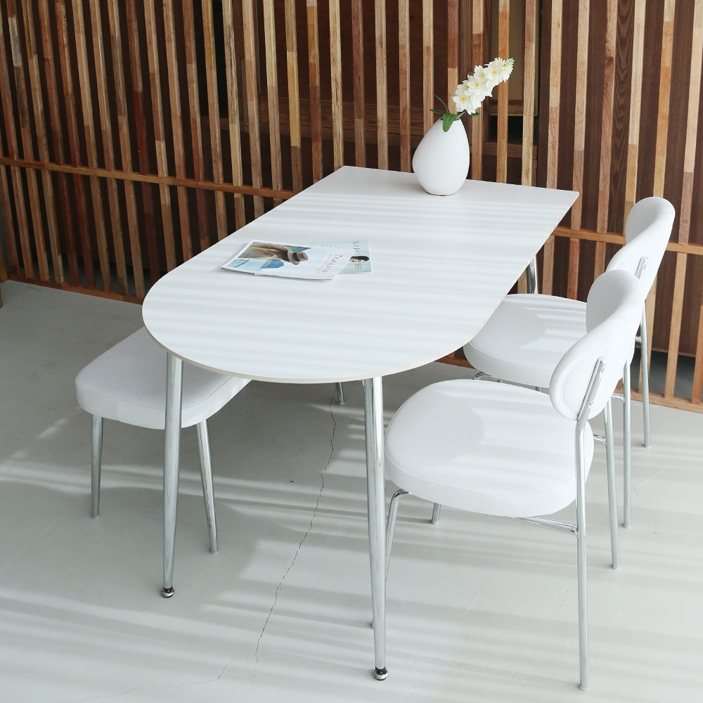 세레스 반타원 4인용식탁 세트 세라믹식탁 포세린 1200 의자2 벤치