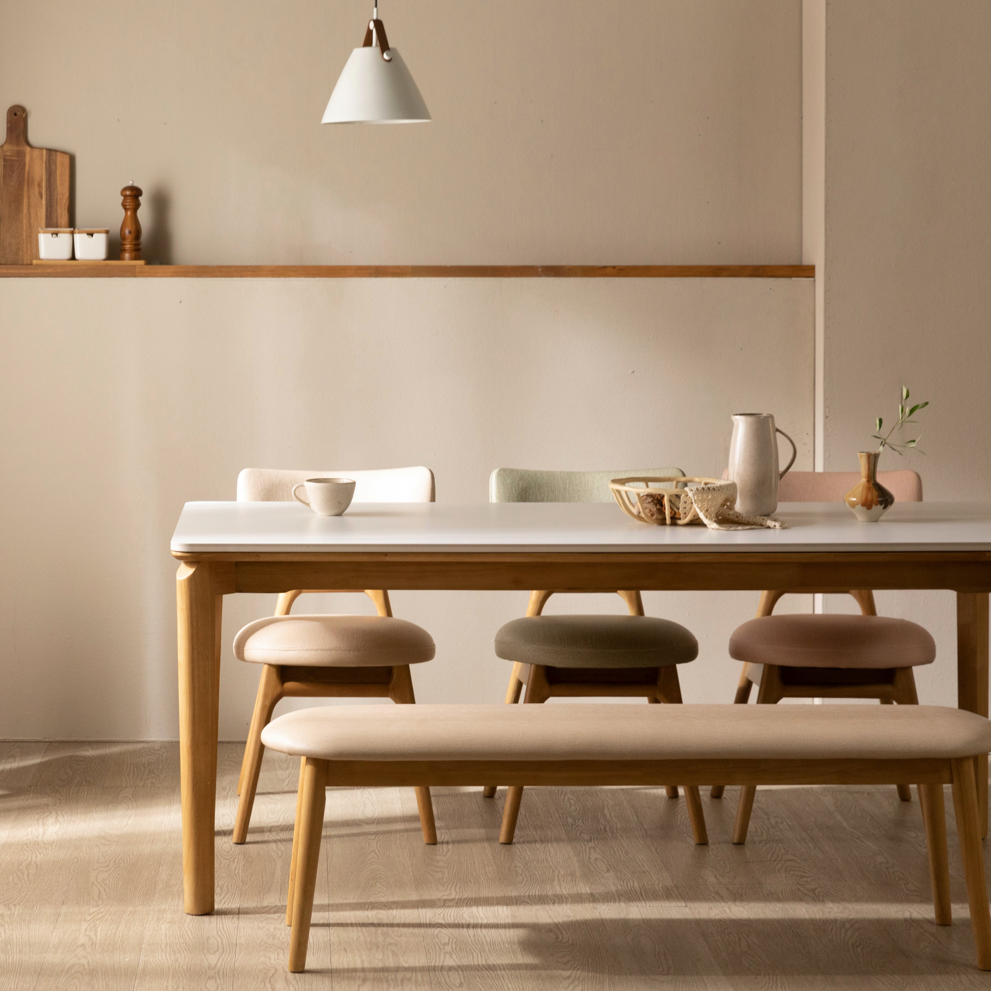 [4인 식탁] 미코하임 디에르 원목 18T 포세린 양면 세라믹 카페 식탁 테이블 1400mm, 내추럴