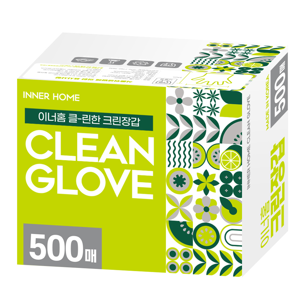 이너홈 클린한 엠보싱 위생장갑 500매 1박스 : 헬로우먼데이