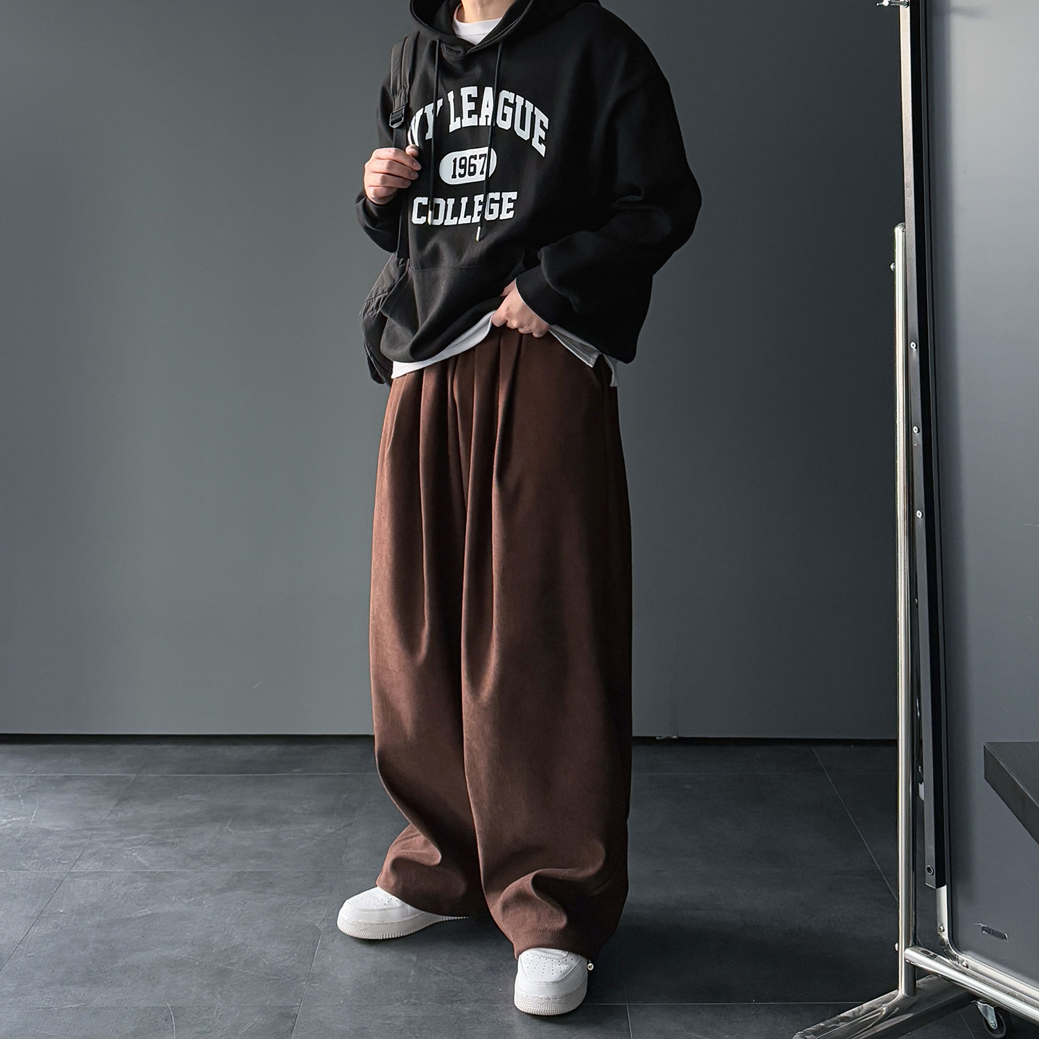 벌룬팬츠 남자와이드팬츠 통큰바지 기모바지 - 상세 이미지 4