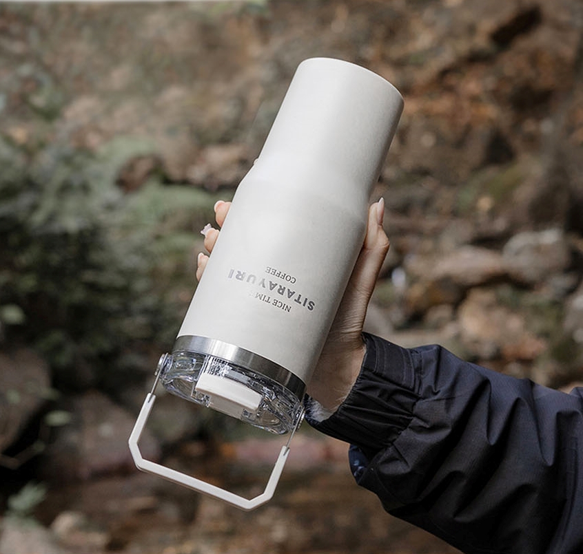 대용량텀블러 보온 보냉 손잡이 스텐 빨대 텀블러 대형 600ml - 상세 이미지 2