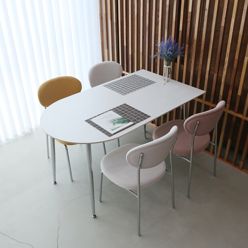 세레스 반타원 4인용식탁 세트 세라믹식탁 포세린 1200 의자2 벤치