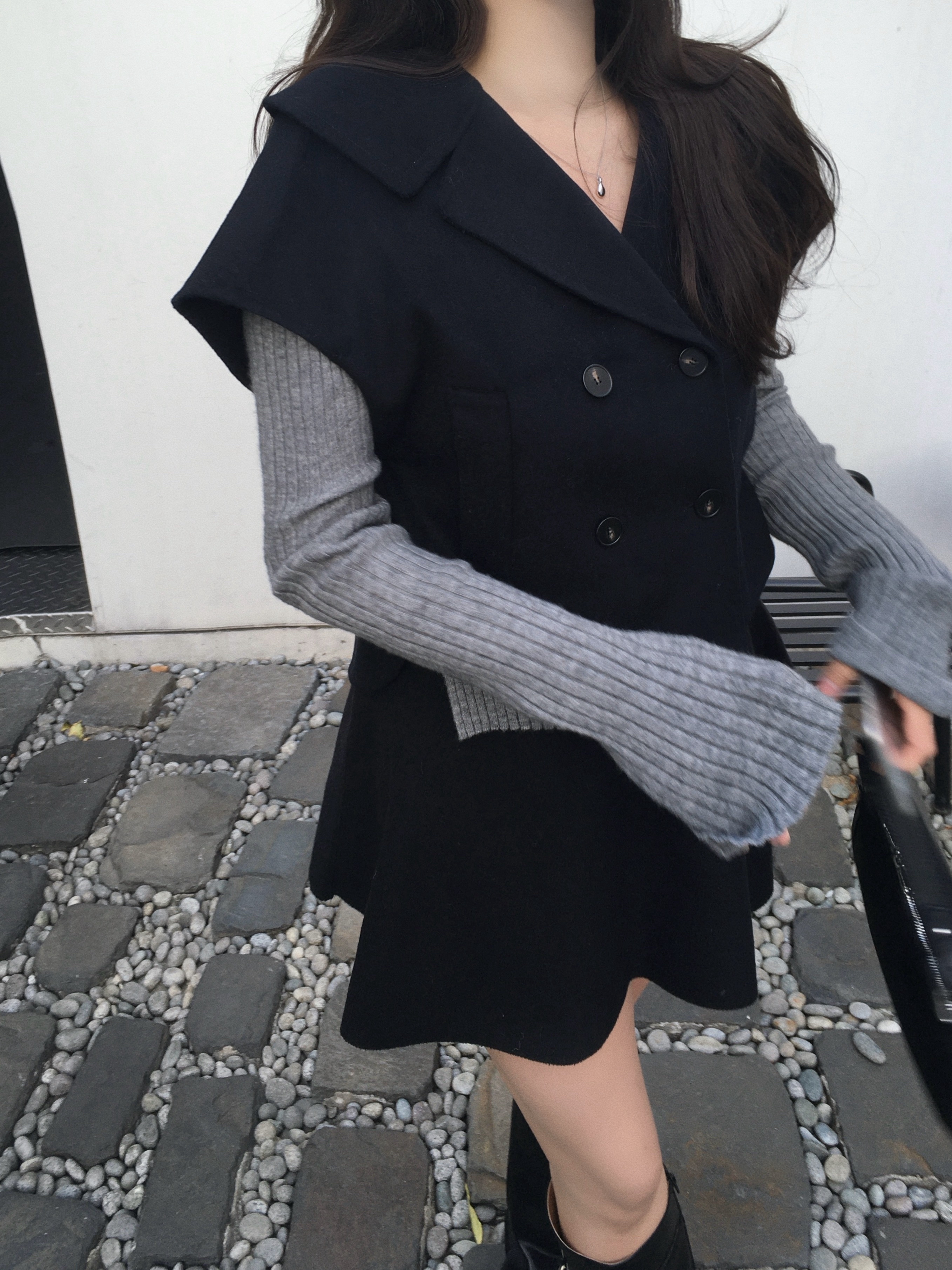 [울100%] 더블 핸드메이드 울 베스트 코트 (1color) / 조끼코트 / 더블코트 / 겨울코트 / 울코트 / 상세 이미지 3