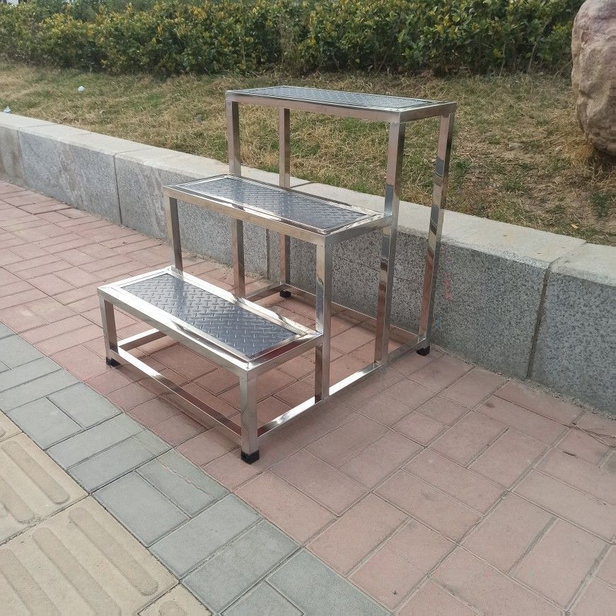 3단 계단 사다리 발판 작업대 미끄럼방지 스테인레스 3단 블랙 40x69x63cm - 상세 이미지 2