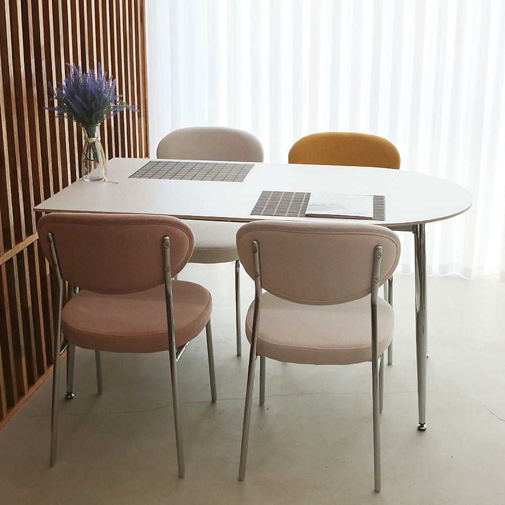 세레스 반타원 4인용식탁 세트 세라믹식탁 포세린 1200 의자2 벤치