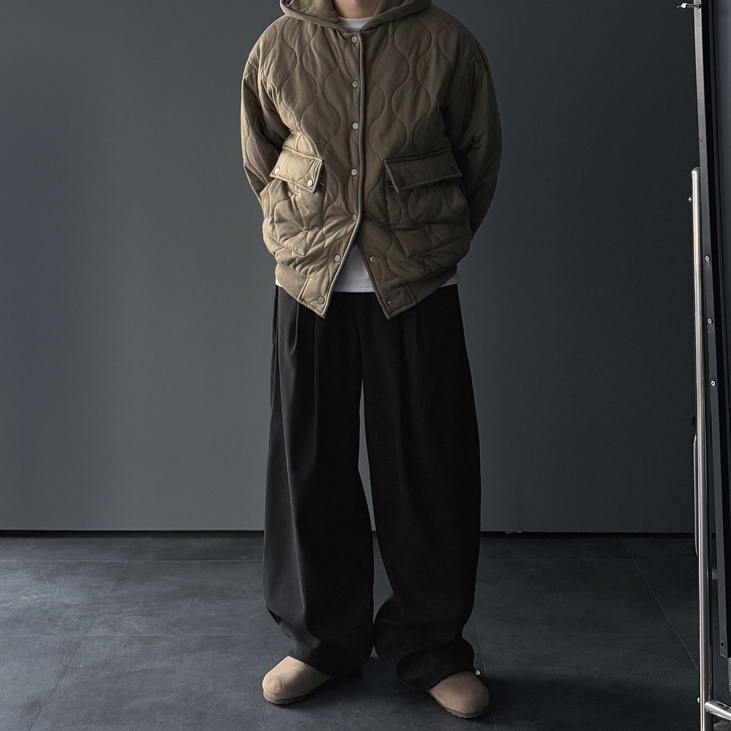 벌룬팬츠 남자와이드팬츠 통큰바지 기모바지 - 상세 이미지 2